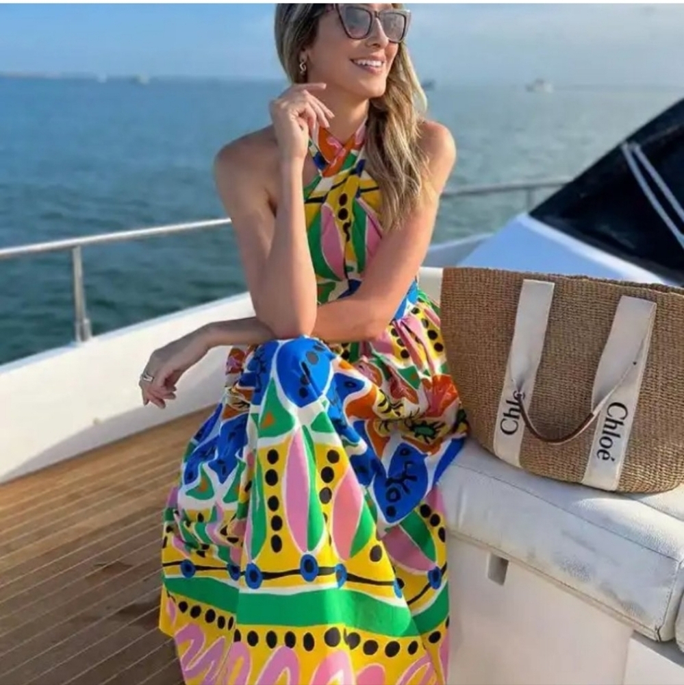 Zara Multicolor Floral & Geometric Maxi Skirt - Yellow, Blue, Green, Pink - Picture 7 of 15